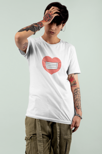 Funny Heart Wearing Mask, Premium T-shirt For Men & Women